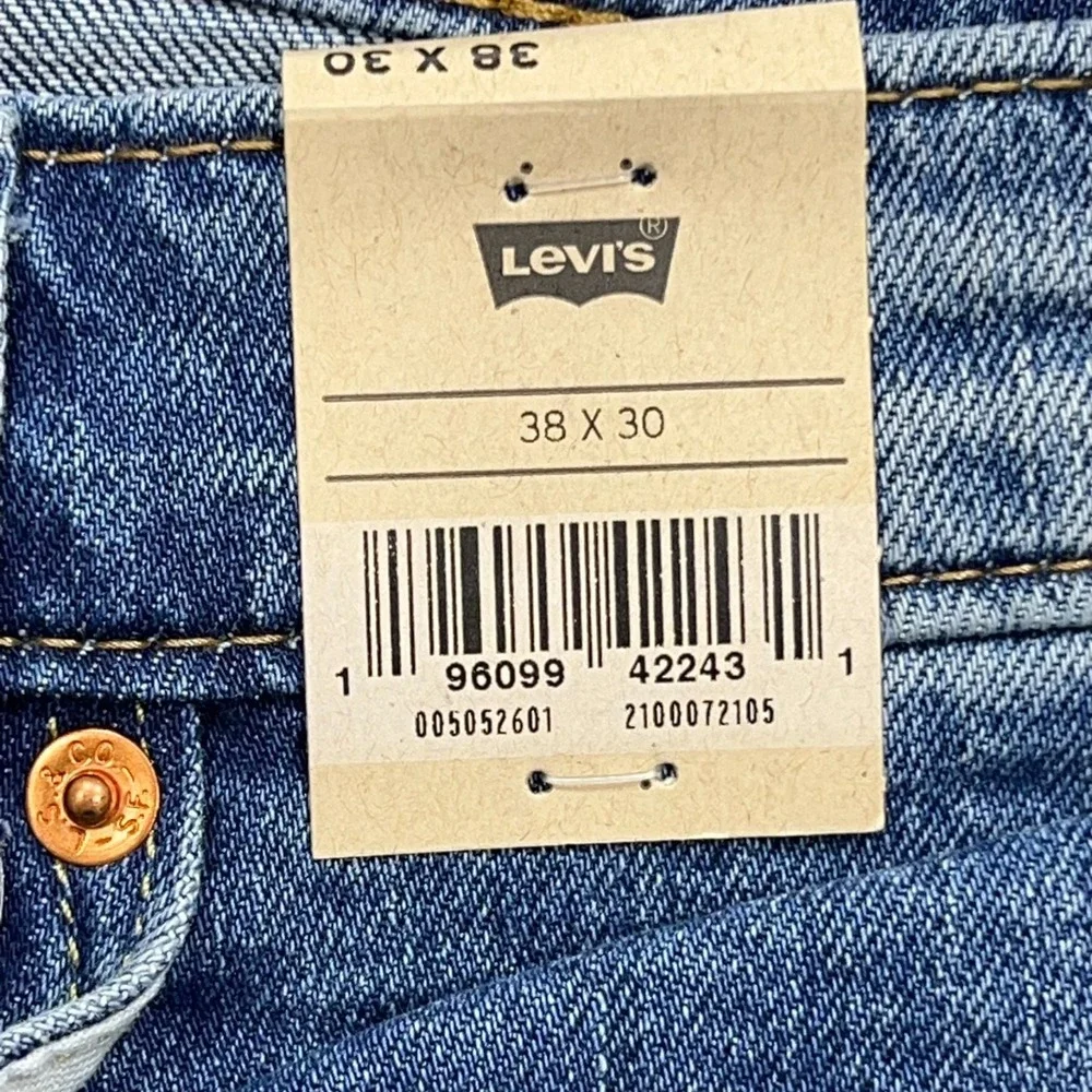 NEW Levi's 505 Jeans Men's 38x30 Blue Denim Regular Fit Straight Leg Stretch